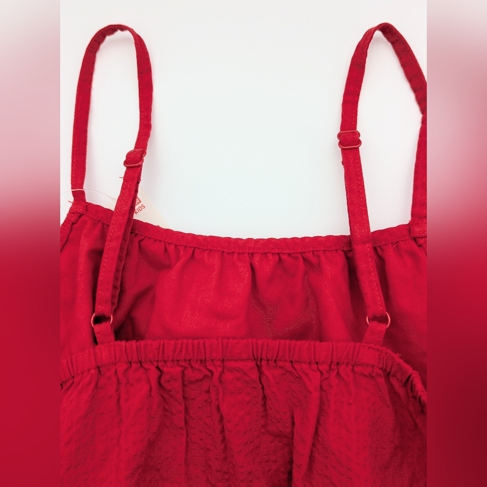NWT Uniqlo Girls' (Size 7-8) Red Lightweight Seersucker Camisole Dress/Sundress - Picture 7 of 15